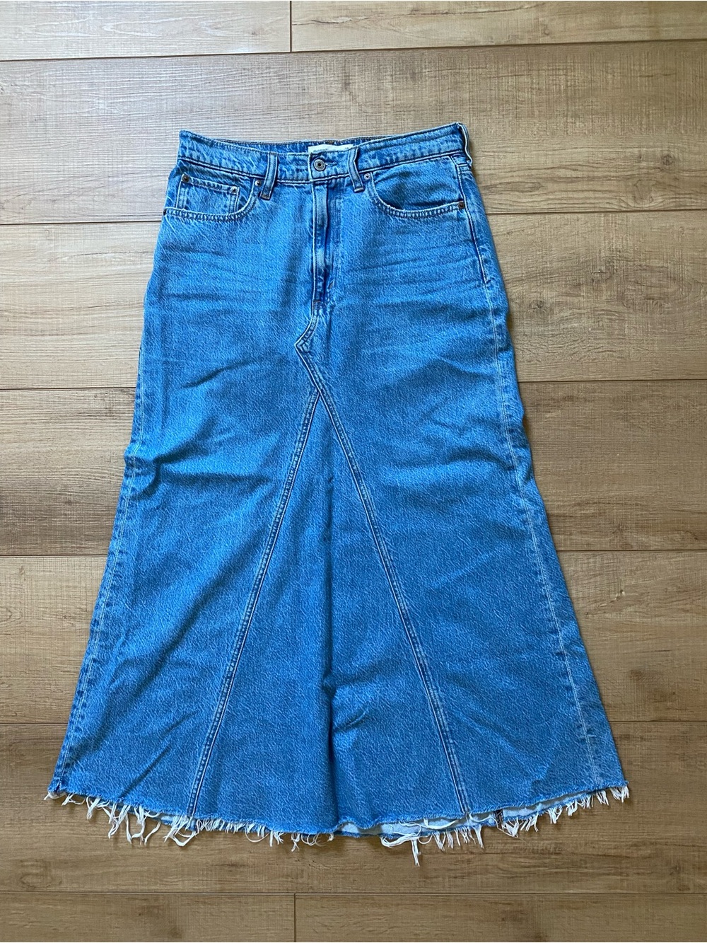 Abercrombie & Fitch Blue Denim A-Line Maxi Skirt